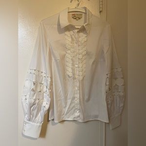MAISON COMMON Polka dot braid‎ adorned cotton blouse  Sz M